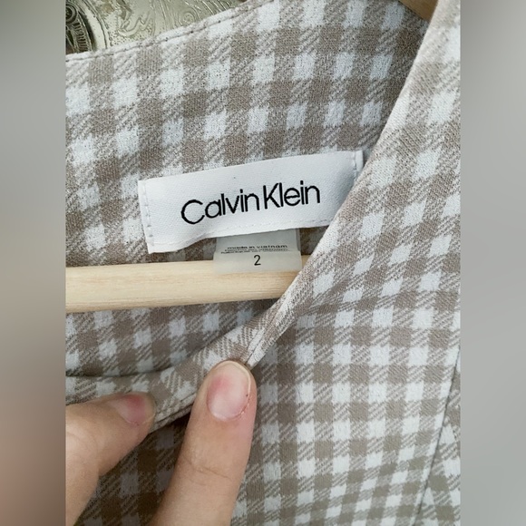 NWT Calvin Klein Gingham Cap Sleeve Dress - Picture 3 of 4
